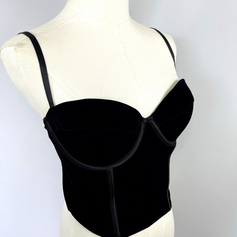 JLo Y2K Velvet Corset Bustier M Black Limited Edition Festival Night Out Club